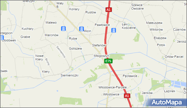 mapa Młogoszyn, Młogoszyn na mapie Targeo