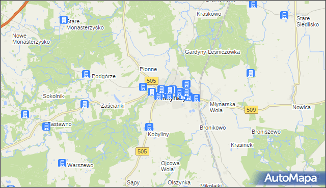 mapa Młynary powiat elbląski, Młynary powiat elbląski na mapie Targeo