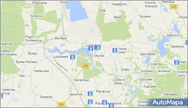 mapa Młynek gmina Sompolno, Młynek gmina Sompolno na mapie Targeo