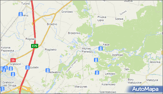 mapa Młyniec Pierwszy, Młyniec Pierwszy na mapie Targeo