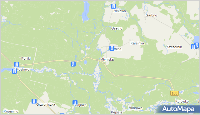 mapa Młyniska gmina Polanów, Młyniska gmina Polanów na mapie Targeo
