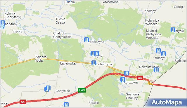 mapa Młyny gmina Radymno, Młyny gmina Radymno na mapie Targeo