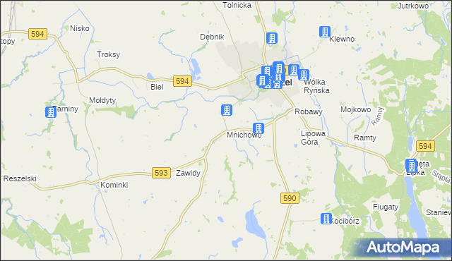 mapa Mnichowo gmina Reszel, Mnichowo gmina Reszel na mapie Targeo
