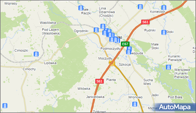 mapa Moczydły gmina Raczki, Moczydły gmina Raczki na mapie Targeo