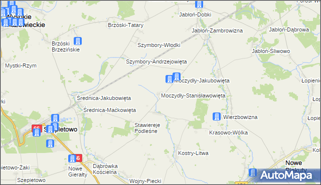 mapa Moczydły-Stanisławowięta, Moczydły-Stanisławowięta na mapie Targeo