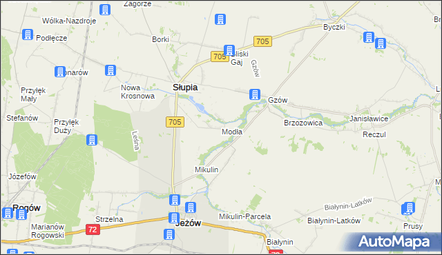 mapa Modła gmina Słupia, Modła gmina Słupia na mapie Targeo