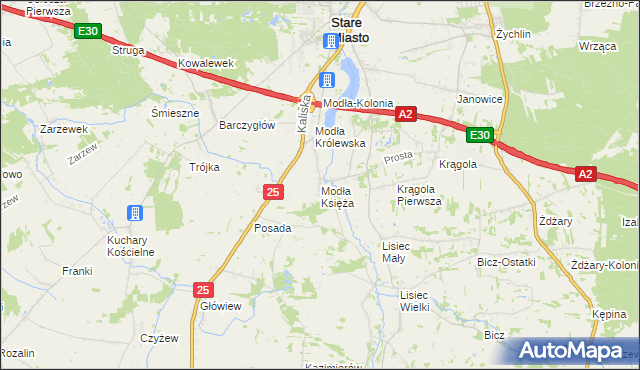 mapa Modła Księża, Modła Księża na mapie Targeo