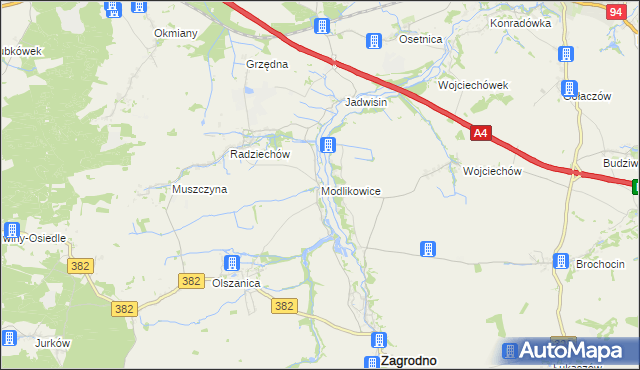 mapa Modlikowice, Modlikowice na mapie Targeo