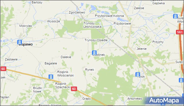 mapa Modlinek gmina Wąsewo, Modlinek gmina Wąsewo na mapie Targeo