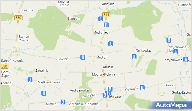 mapa Modryń, Modryń na mapie Targeo