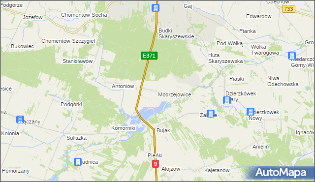 mapa Modrzejowice, Modrzejowice na mapie Targeo