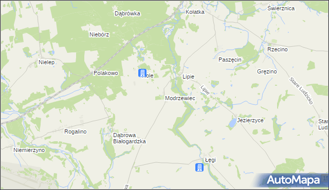 mapa Modrzewiec, Modrzewiec na mapie Targeo