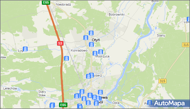 mapa Modrzyca, Modrzyca na mapie Targeo