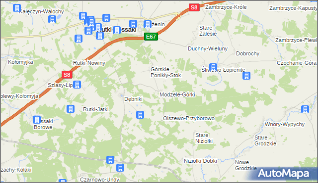 mapa Modzele-Górki, Modzele-Górki na mapie Targeo