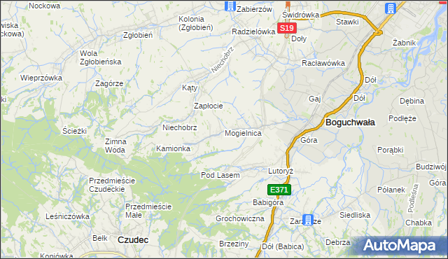 mapa Mogielnica gmina Boguchwała, Mogielnica gmina Boguchwała na mapie Targeo