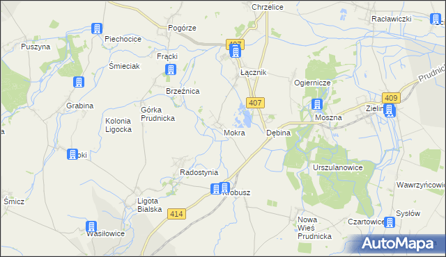 mapa Mokra gmina Biała, Mokra gmina Biała na mapie Targeo