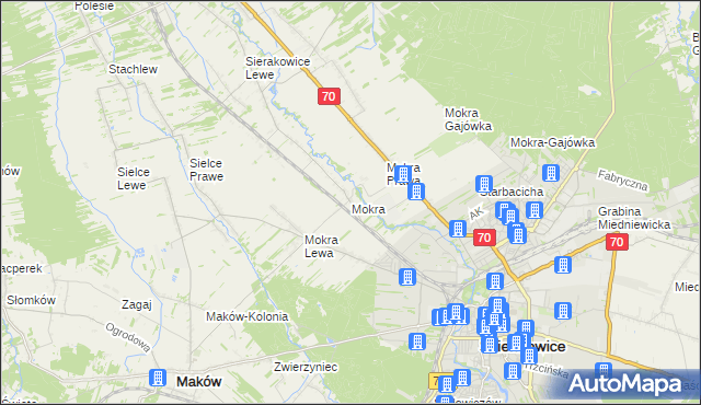 mapa Mokra gmina Skierniewice, Mokra gmina Skierniewice na mapie Targeo