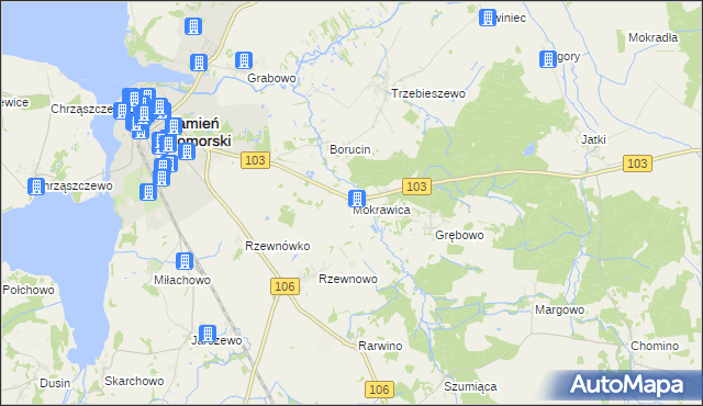 mapa Mokrawica, Mokrawica na mapie Targeo