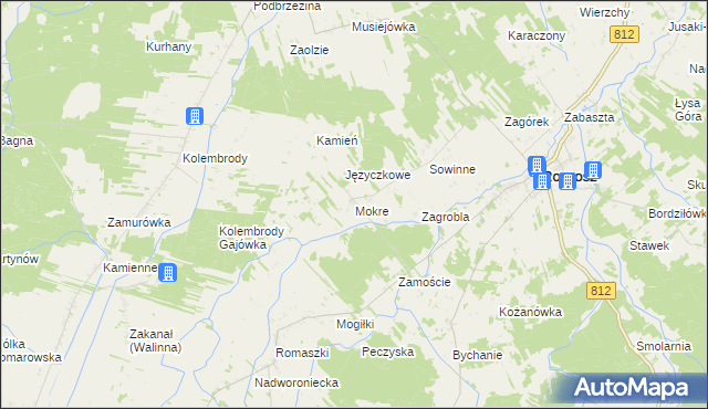 mapa Mokre gmina Rossosz, Mokre gmina Rossosz na mapie Targeo