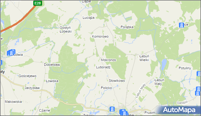 mapa Mokronos gmina Resko, Mokronos gmina Resko na mapie Targeo