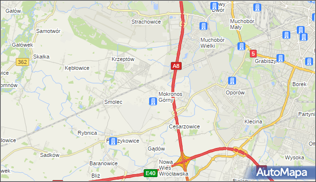 mapa Mokronos Górny, Mokronos Górny na mapie Targeo