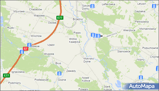 mapa Mokrsko Górne, Mokrsko Górne na mapie Targeo