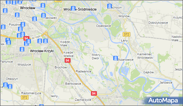 mapa Mokry Dwór gmina Siechnice, Mokry Dwór gmina Siechnice na mapie Targeo