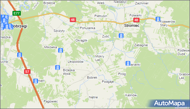 mapa Mokry Las gmina Stromiec, Mokry Las gmina Stromiec na mapie Targeo