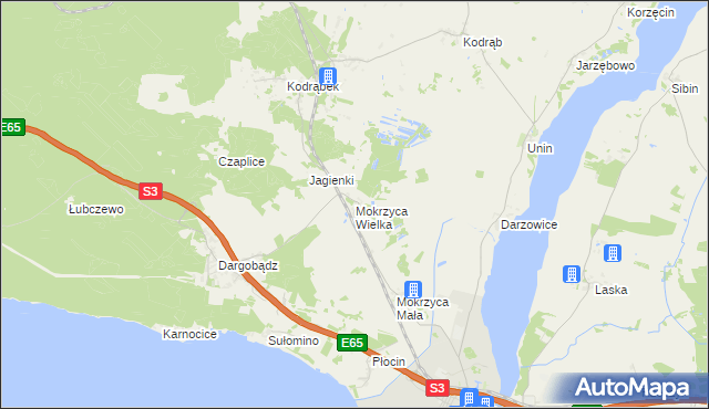 mapa Mokrzyca Wielka, Mokrzyca Wielka na mapie Targeo