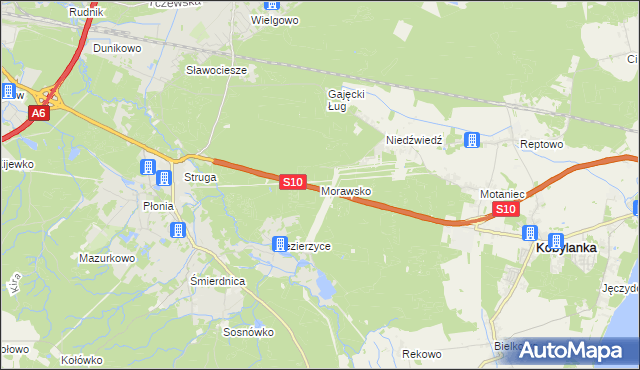 mapa Morawsko gmina Kobylanka, Morawsko gmina Kobylanka na mapie Targeo