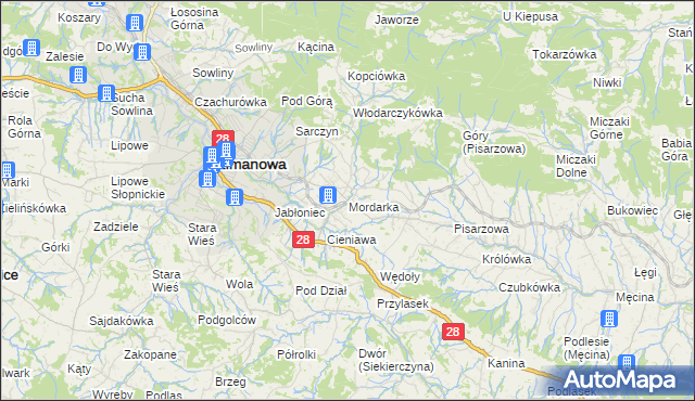 mapa Mordarka, Mordarka na mapie Targeo