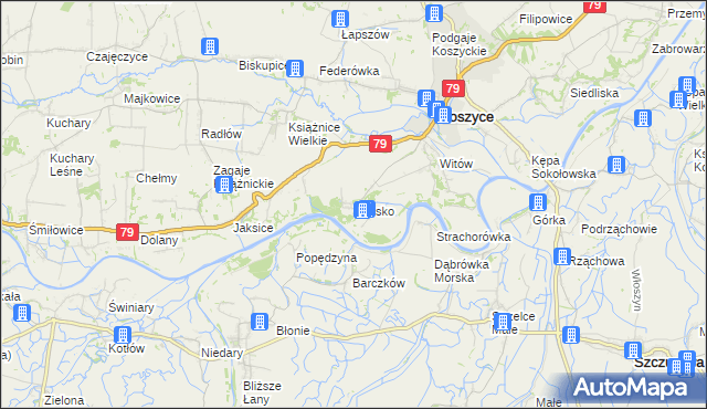 mapa Morsko gmina Koszyce, Morsko gmina Koszyce na mapie Targeo