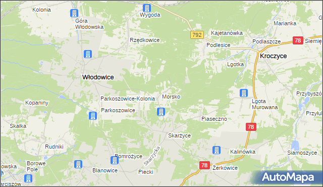 mapa Morsko gmina Włodowice, Morsko gmina Włodowice na mapie Targeo