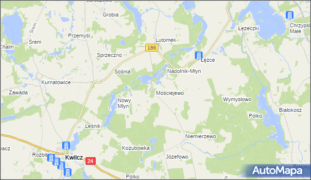 mapa Mościejewo, Mościejewo na mapie Targeo