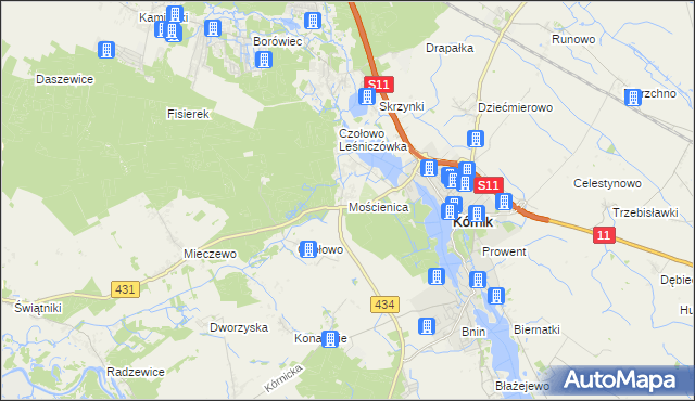 mapa Mościenica, Mościenica na mapie Targeo