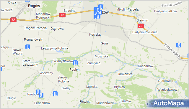 mapa Mościska gmina Jeżów, Mościska gmina Jeżów na mapie Targeo