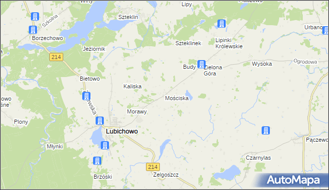 mapa Mościska gmina Lubichowo, Mościska gmina Lubichowo na mapie Targeo