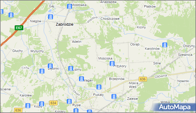 mapa Mościska gmina Zabrodzie, Mościska gmina Zabrodzie na mapie Targeo
