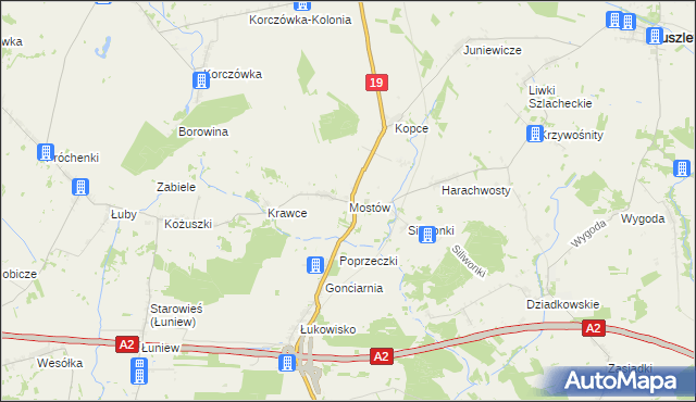 mapa Mostów, Mostów na mapie Targeo