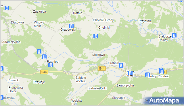 mapa Mostowo gmina Olszewo-Borki, Mostowo gmina Olszewo-Borki na mapie Targeo