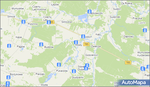 mapa Mosty gmina Żytno, Mosty gmina Żytno na mapie Targeo