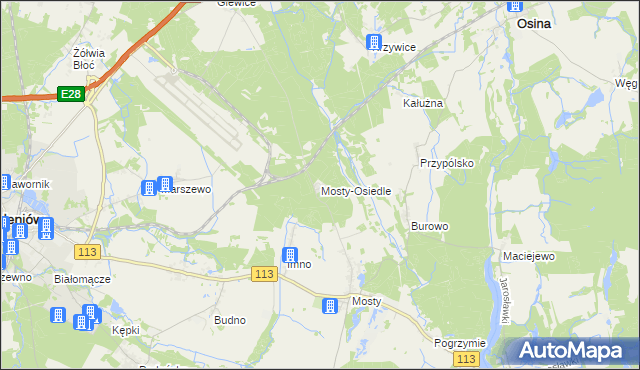 mapa Mosty-Osiedle, Mosty-Osiedle na mapie Targeo