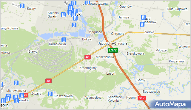 mapa Moszczanka gmina Ryki, Moszczanka gmina Ryki na mapie Targeo