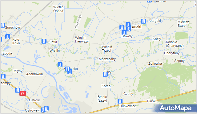 mapa Moszczany, Moszczany na mapie Targeo