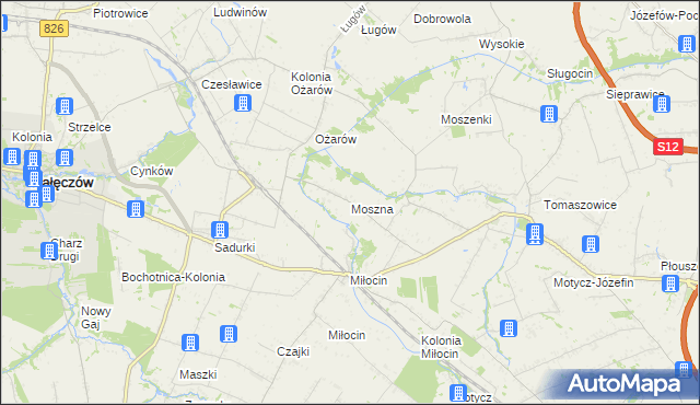 mapa Moszna gmina Jastków, Moszna gmina Jastków na mapie Targeo