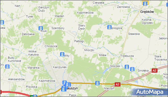 mapa Mroczki gmina Kałuszyn, Mroczki gmina Kałuszyn na mapie Targeo