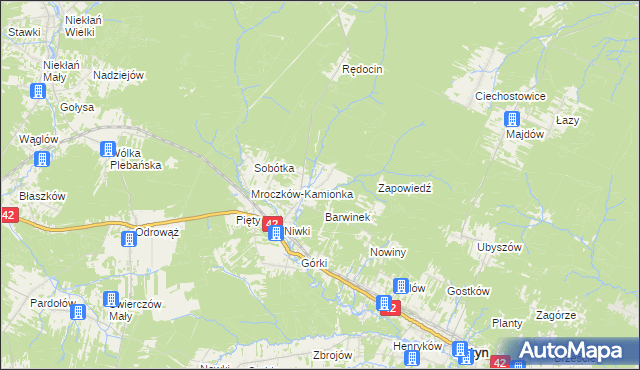 mapa Mroczków-Kapturów, Mroczków-Kapturów na mapie Targeo