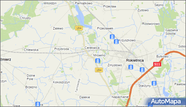 mapa Mrowino, Mrowino na mapie Targeo