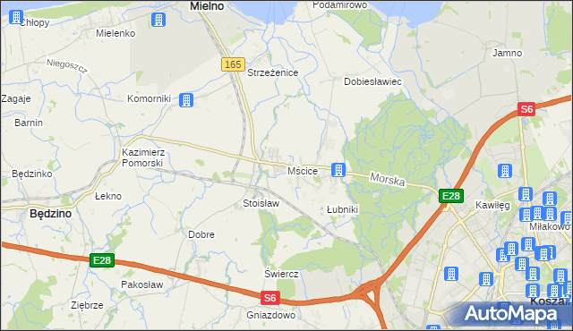 mapa Mścice, Mścice na mapie Targeo