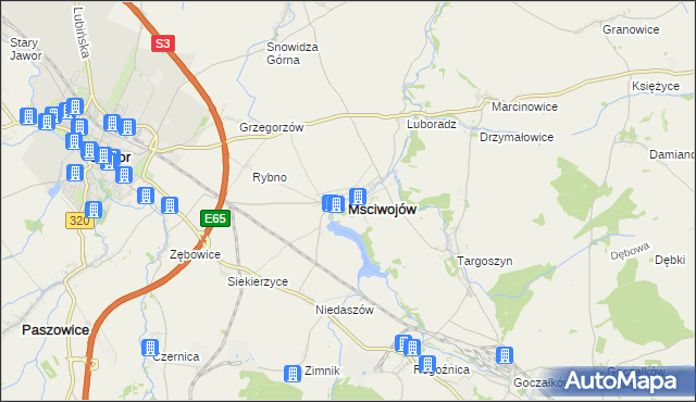 mapa Mściwojów, Mściwojów na mapie Targeo